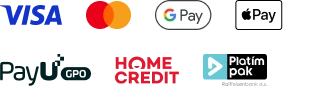 VISA, MasterCard, Google Pay, Apple Pay, PayU, Home Credit, PlatímPak